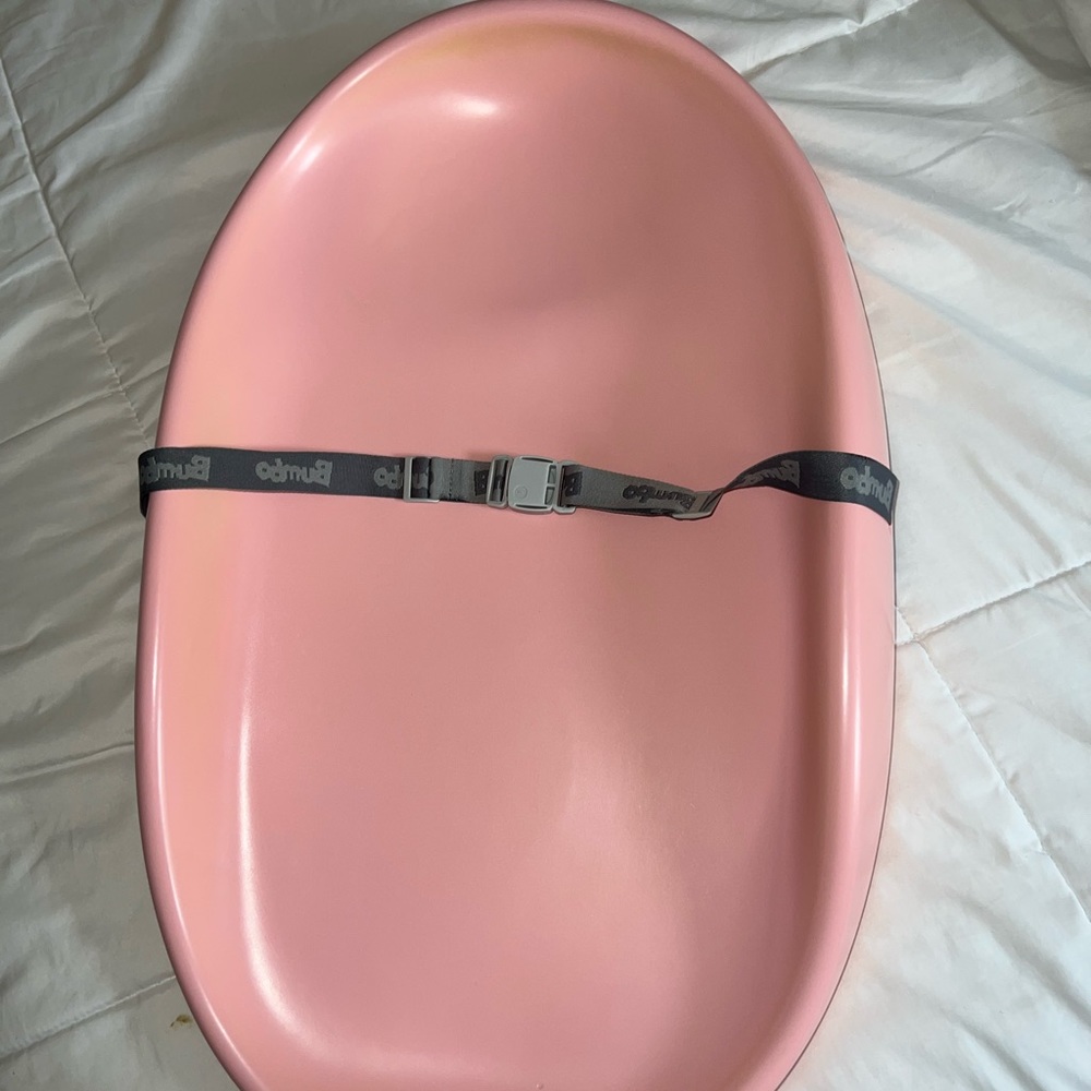 Baby/infant Bumbo, soft foam, changing pad with belt, pink